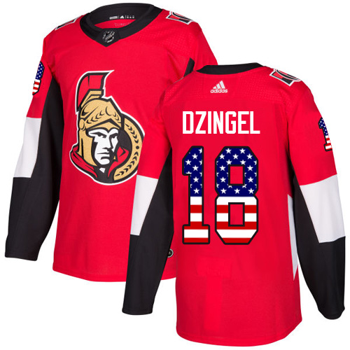 Adidas Senators #18 Ryan Dzingel Red Home Authentic USA Flag Stitched NHL Jersey - Click Image to Close